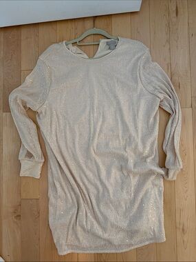 H&M Beige Sequin Midi Dress